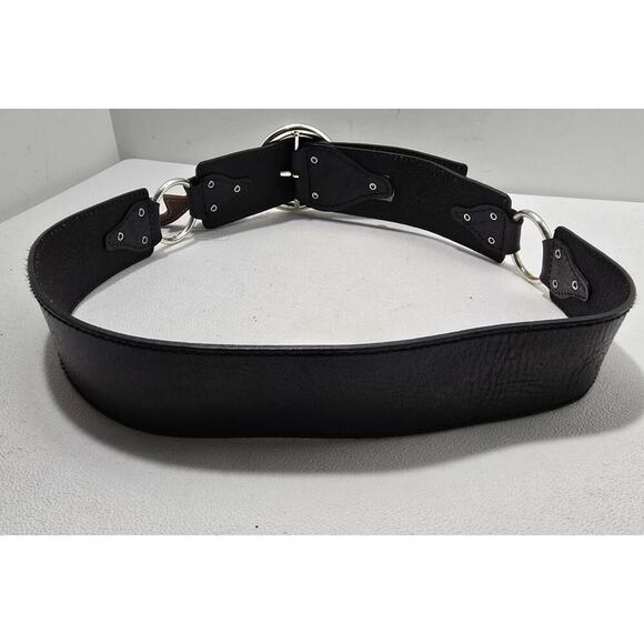 NEW MICHAEL KORS LG 36-37" 2" Wide O-Ring Belt Black Leather 552651 Logo Buckle - Picture 6 of 8